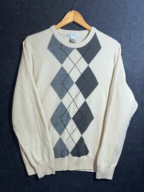 Geoffrey Beene sweater LONG SLEEVE Women Medium bEIGE WITH PATTERN